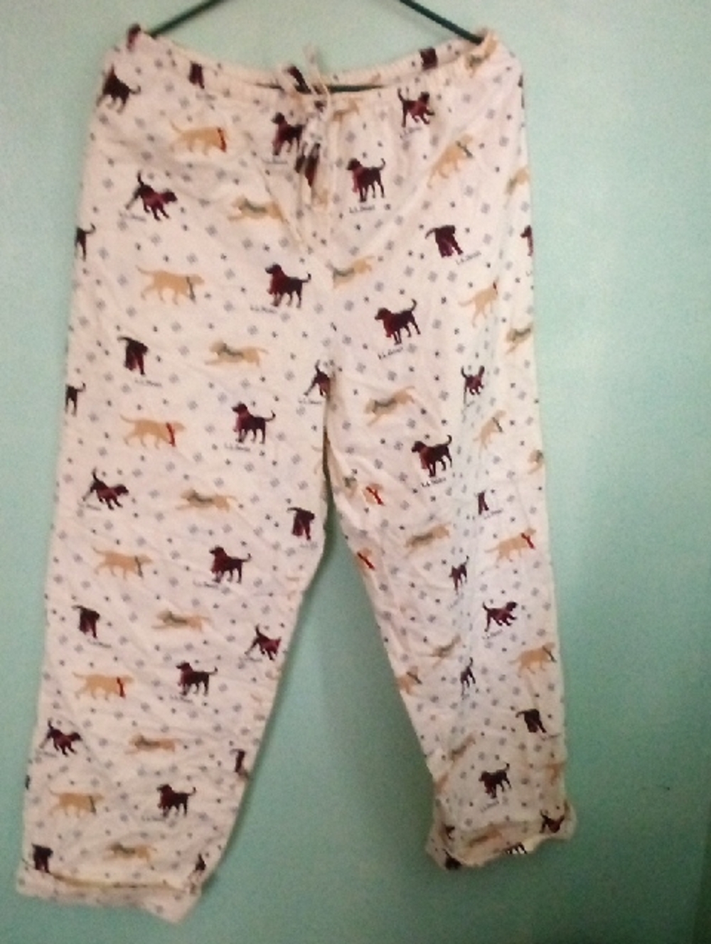 L.L. Bean White Kids Dog-Print Pajama Pants